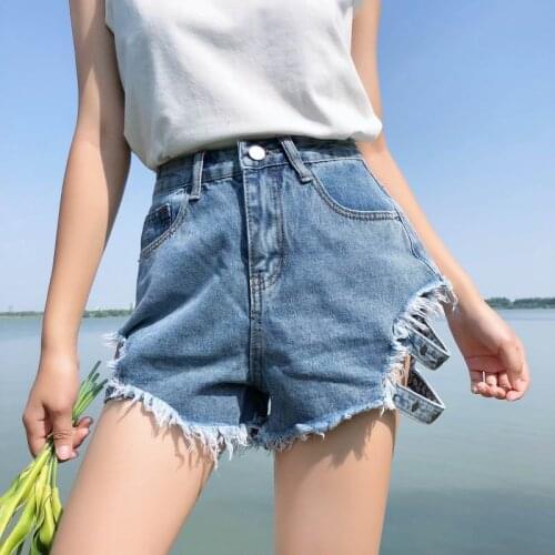 Women Summer Sexy Fur-lined Leg-openings Denim Shorts Fashion Harajuku High Waists New Ladies Casual Cool Streetwear Short Jeans