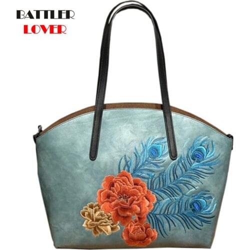 Women New Embroidery Shoulder Bags 2021 Bohemian Style Handbags For Female Flowers Design Beach Totes Ladies High Quality Purses