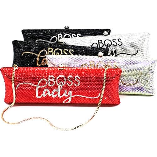 Ladies luxuries boss lady design Bridal wedding purses women evening party diamonds crystal long clutches