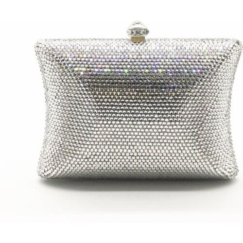 Gold/silver Diamond Crystal clutch mini Purse Evening Bags Women Metal Clutches Bag Wedding Party Dinner Chain Shoulder Handbag