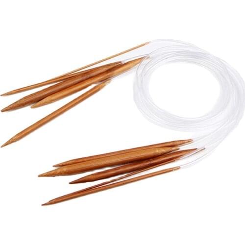 Size 80/120Cm 2.0MM-10MM Circular Knitting Needles DIY Double Cusp Crochet Hooks Set Soft Tube 100% Bamboo Round Sewing Needles