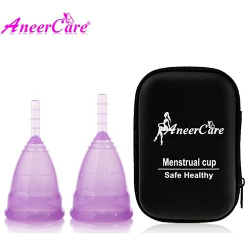 2pcs menstrual collector menstrual cup medical silicone copas menstruales silicona medical grade silicone lady period cup