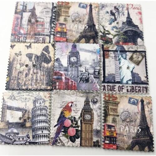 20pcs Tower Rectangle Wood Scrapbooking Sewing Button 33*31mm WB587