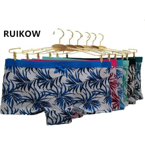 2021 Stylish 6 Pcs Sexy Womens Printed Boyshorts Mid Waist Ladies Cotton Bow Panties Shorts Mature Girls Print Boxer Underpants