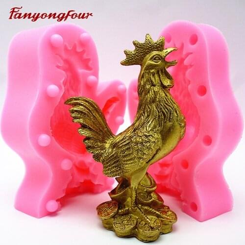 3D Cock Chicken Fondant Molds Gum Paste Chocolate Mould Flexible Silicone Soap Mold Kitchen Baking Cake Decorating Tools
