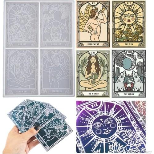 4Sheets Resin Mold Silicone Tarots Mold for Resin Casting Silicone Epoxy Molds for DIY Personalized Tarots Card Games wholesales