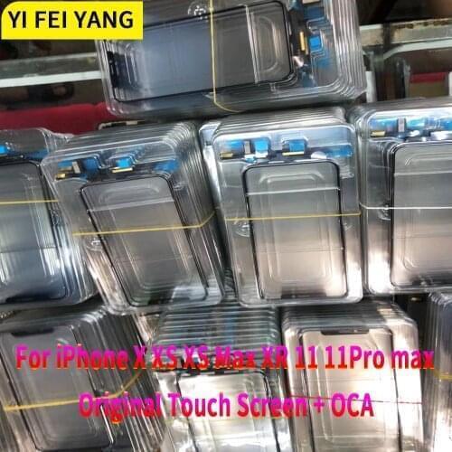 5pcs Original Touch Screen Front Outer Glass Panel with Flex Cable+ OCA For iPhone X XS Max XR 11 11Pro Max Replacement Parts
