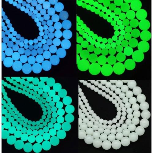 6/8/10/12MM Luminous Green/Blue Natural Stone Glow In The Dark Round Spacer Loose Beads For Jewelry Making DIY Bracelet Necklace