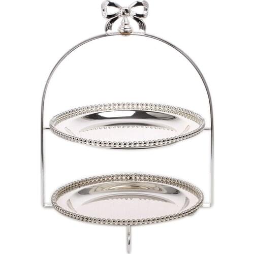 Antique round Double Layer Wedding Cake Tray Snack Plate Baby Shower Cake Plates pastry trays