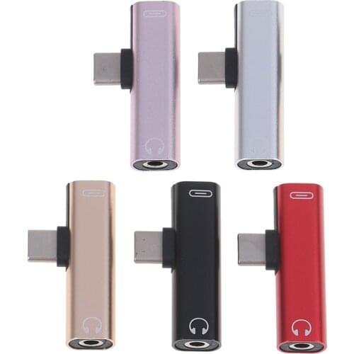 Mini Type C Audio Adapter 2 In 1 Type-C To 3.5mm Jack Earphone Cable USB-C Charging Charge Code For Samsung Xiaomi Huawei