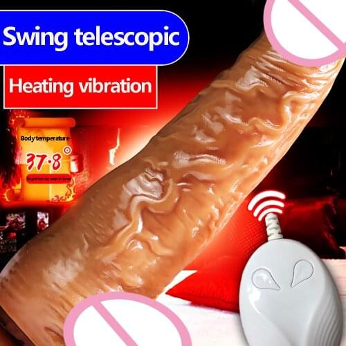 Automatic Heating Dildo Vibrator Telescopic Dildo Huge Penis Sex Toy For Woman Masturbator Godemichet Gode Anal Vagina Massager