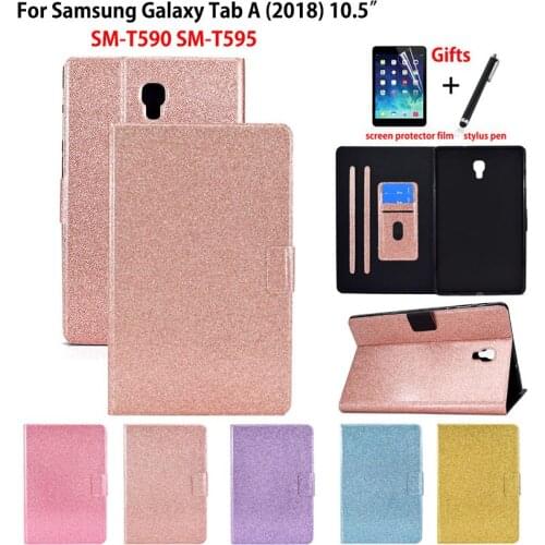 Glitter Case For Samsung Galaxy Tab A A2 2018 10.5 Cover SM-T590 SM-T595 T590 T595 T597 Funda Protective Stand Shell +Gift