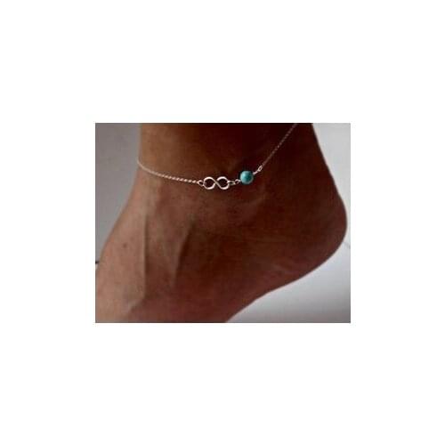 Hot Blue Bead Infinity Anklet Ankle Bracelet Foot Jewellery Bead Chain Anklet Foot Bracelet Beach Sandal Barefoot Jewelry