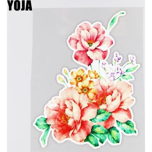 YOJA 13.8×18CM Classical Hand-Painted Flowers Vinyl Decal Peony Flower Branch Scratch Occlusion Car Stickers 19B-0074