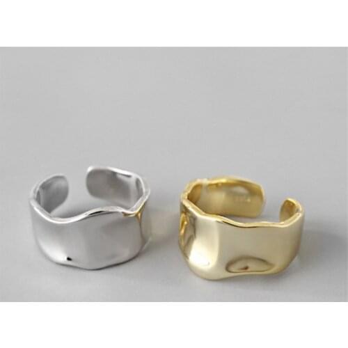 Korean Japan Glossy Bump Adjustable Rose Golden Rings For Women Ladies Tibetan Silver Irregular Large Rings Cool Gifts Jewelry