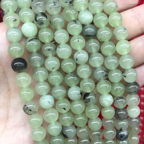 4 6 8 10 12mm Natural Stone Green Prehnites Quartzs Jades Round Beads For Jewelry Making DIY Bracelet Necklace Accessories