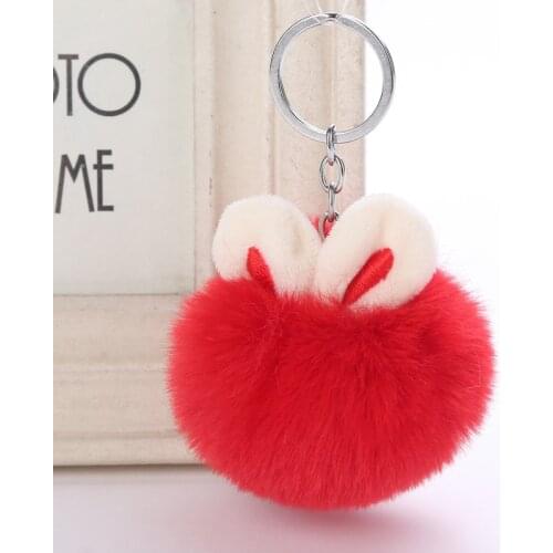 Cute Pompom Keychain Rabbit Fur Ball Key Chain Plush Handbags Car Bag Pendant Keyring Key Ring Holders Chanrm Woman Gifts