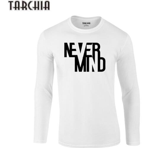 TARCHIA Never Mind Fashion T-Shirts 2021 New Design Long Sleeve 100% Cotton Tees Tops Mens Slim Casual T Shirts Homme