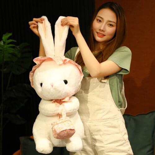 1PC Lovely Rabbit with Basket Plush Toys Kawaii Rabbit Plush Dolls Stuffed Soft Cute Pillow for Baby Appease Birthday Gifts