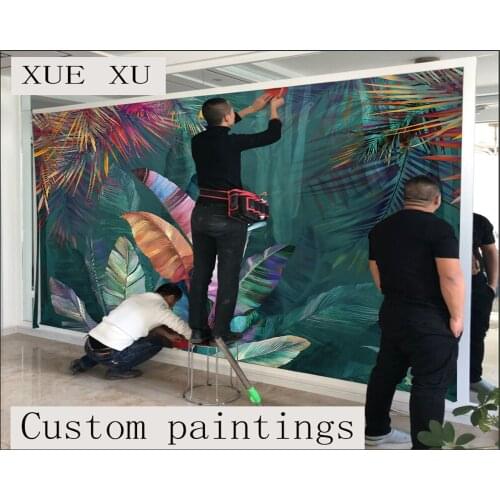 Custom 3D wallpaper 8D mural Nordic modern simple tropical plant forest living room sofa background wall cloth