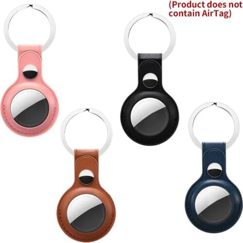 Portable Leather Anti-lost Device Case Cover Mini Tracker Locator Protective Sleeve Shell for Airtags with Keychain Design