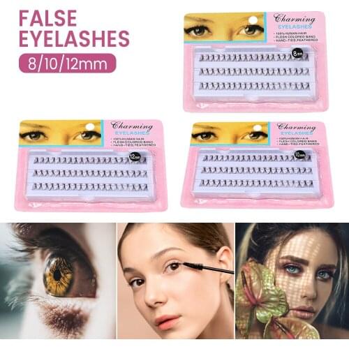 60 Stands Individual False Eyelashes 8/10/12/14 mm Natural False Eyelashes 100% Handmade Human Hair Makeup Accessories Beauty