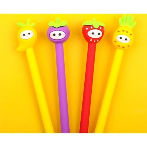 48 pcs/lot Creative Fruit Gel Pen Cute 0.5 mm black ink Signature Pen School Office writing Supplies Promotional Gift