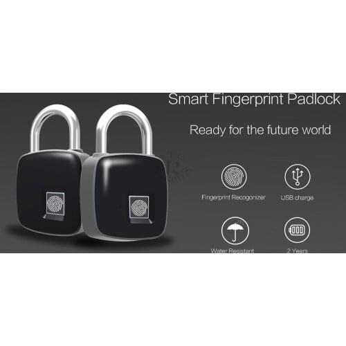 Smart Fingerprint Padlock P3 Fingerprint Lock IP66 Waterproof Keyless Anti-theft Padlock Suitcase Bag Luggage Lock + Fast Ship