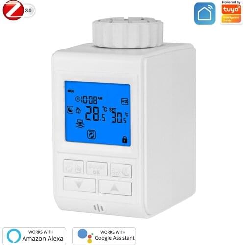 Zigbee Smart TRV Thermostatic Radiator Valve Thermostat Heater Smart Life Tuya APP Remote Control Works with Alexa Google Home