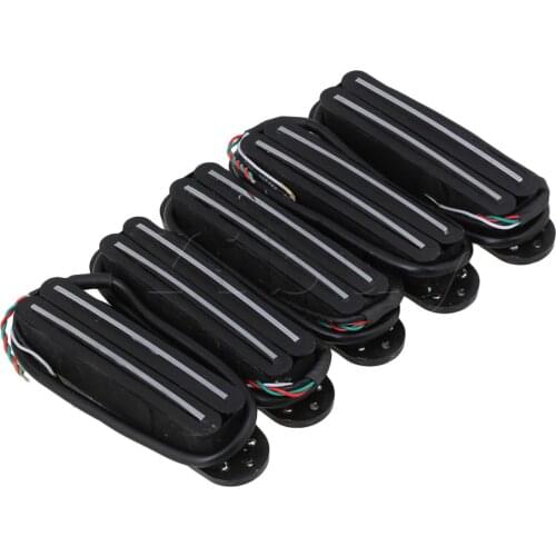 Yibuy 4 Wires Dual Rail Humbucker Neck Pickup for Electric Guitar Pack of 5