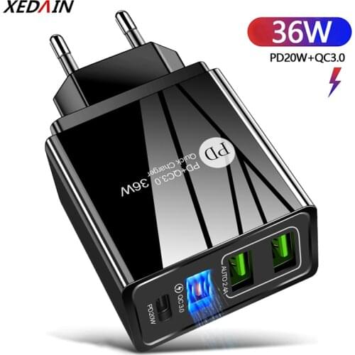 XEDAIN EU/US Phone Fast USB Charger High Quality Plug 4 Ports USB Quick Charger QC 3.0 For Apple Samsung Huawei Xiaomi Sony VIVO