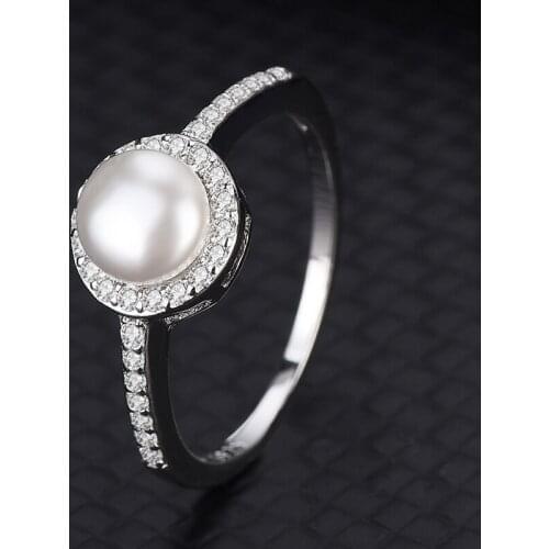 European And American Freshwater Natural Pearl Micro Zirconia Ring Women S925 Sterling Silver Personality Fashion Wholesale