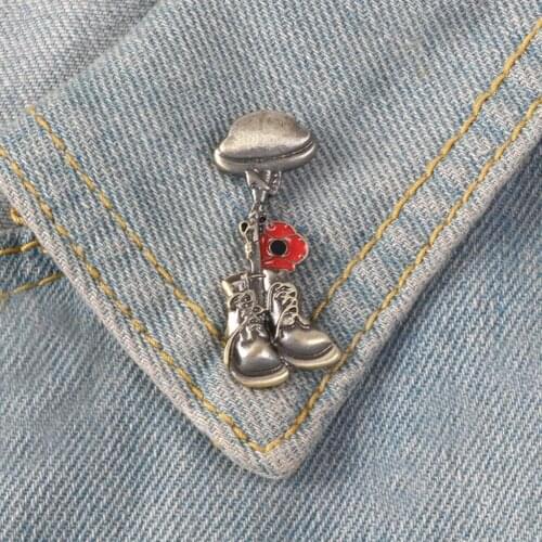 Remembrance Soldier Veteran Helmet Boot Enamel Brooch Pin Shirt Jacket Badge Pin
