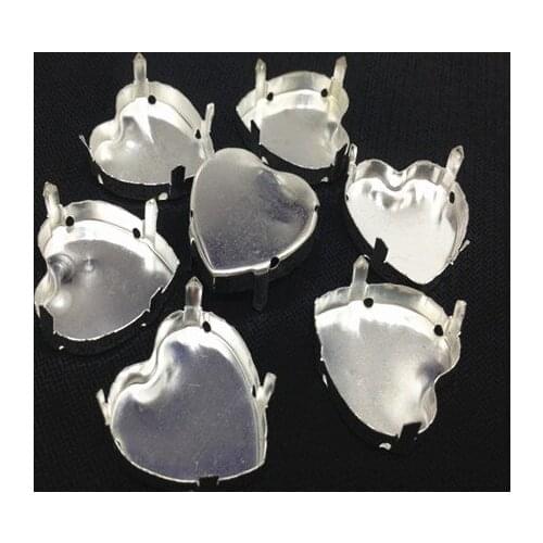 10MM,14MM,27MM Heart Shape Metal Claw Settings For Sewing On Heart Fancy Rhinestone