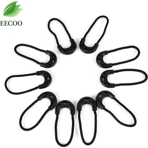 10pcs EDC Black Zipper Pulls Cord Rope End Clip Buckle Clothing Fastener Replacement For Outdoor Travel Backpack Accessories