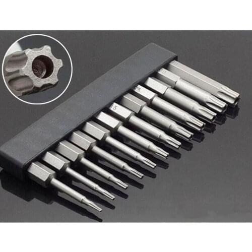 12 Pcs 50mm 1/4 Inch Hex Shank T5-T40 Torx Head Electric Screwdriver Bits Set Q1JB