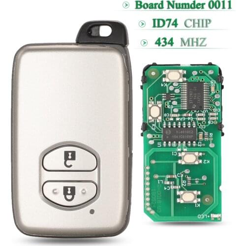 Bilchave 2 Buttons 434Mhz ID74 Chip Remote Car Key For Toyota Avensis Land Cuiser Prado Camry Board Numder 0011 Keyless Entry