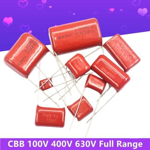 20PCS 400V 630V 105 225J 1UF 2.2UF 100NF CBB Polypropylene Film Capacitor New 100V 103 104 223 224 474 335 472J Full Range Cbb22