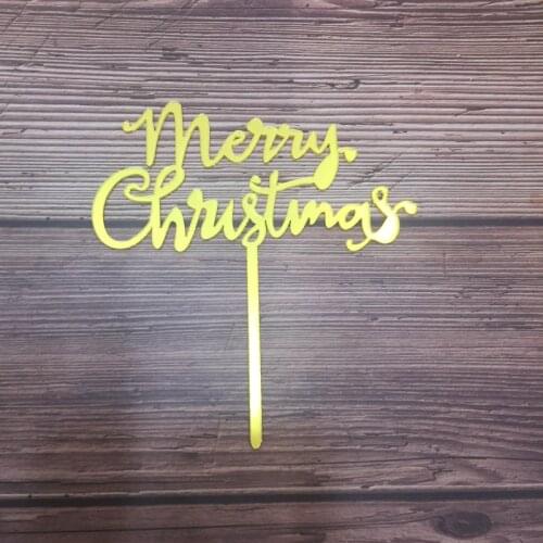 5pcs mirror gold christmas cake topper cake decoration acrylic cake topper