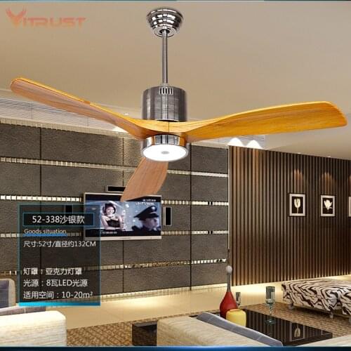 52 Luxury wooden Ceiling Fan Light Old Bronze Finish with 3 Fan Blades Include 24W LED and Remote Control