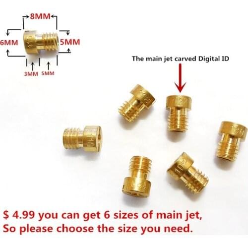 6 pcs main jet / pack)Keihin carburetor CVK PE PZ main injectors Nozzle CB CG GY6 motorcycle engine Main nozzle