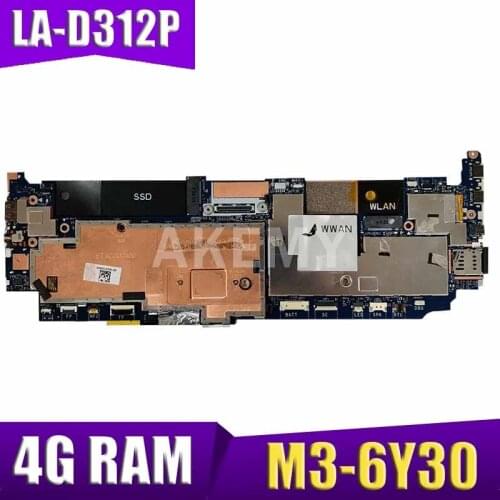 Akemy CN-0KYNNJ 0KYNNJ KYNNJ For DELL Latitude 13 7370 LA-D312P laptop motherboard M3-6Y30 4G RAM
