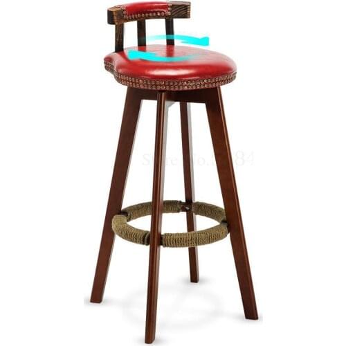 Bar Chair Solid Wood High Stool Net Red Isn Log Front Desk Chair Back Chair Bar Table Chair Nordic Household