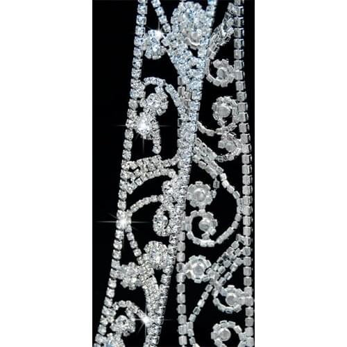 10Yards Silver Gold Clear Crystal Rhinestone Chain Sew On Accessories Wedding Dress