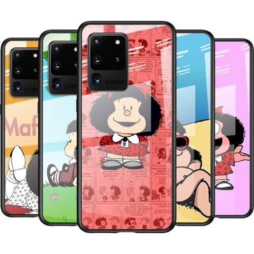 Tempered Glass Cover Animated cute Mafalda For Samsung Galaxy S21 Ultra Plus 5G M51 M31 M21 Shockproof Shell Phone Case