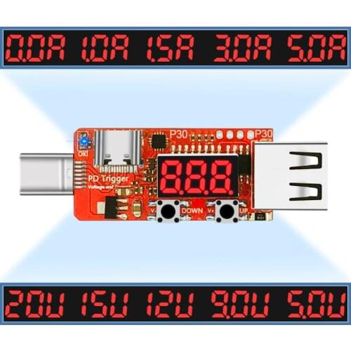 PD quick charge trigger digital current voltage meter ammeter coulometer charger mobile power supply Type-c usb tester detector