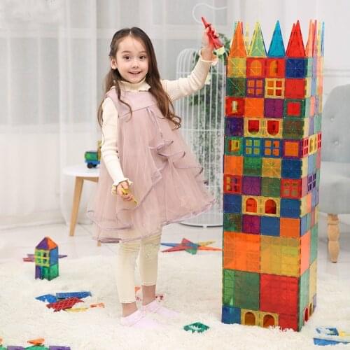 Childrens Color Window Magnetic Chip Manual DIY Building Piece Magnet Blocks Magnet Tiles Kids Magnetic Construction Toys