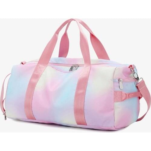 Travel Bags for Women 2021 Korean Fashion Waterproof Sports Bag with Separate Shoe Bag Rainbow Print Gym Shoulder Bag Large New