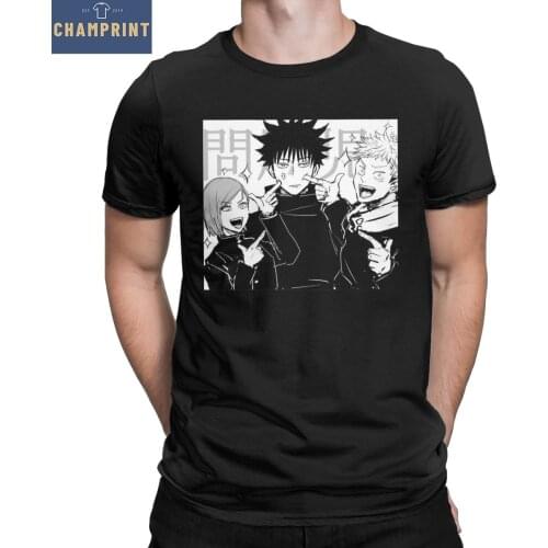 Jujutsu Kaisen Team T Shirts for Men 100% Cotton Vintage T-Shirts O Neck Anime Tees Short Sleeve Clothing Gift Idea