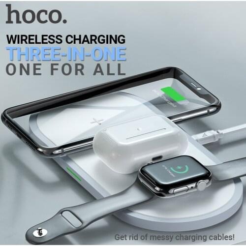 Hoco fast wireless charger 5W 7.5W 10W 15W for iphone samsung headset watch QI charger desktop dock wireless charging pad LED